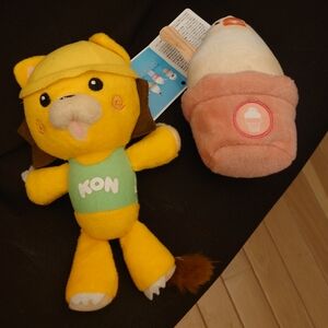 Set of 2 Japanese plushie toys (Kon from Bleach and Felissimo YOU+MORE! pouch)